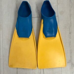 Blue and Yellow Swim Fins